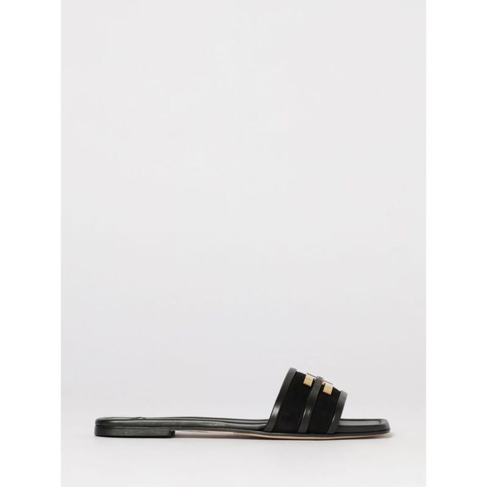 Elisabetta Franchi Women Monogram Suede Mules Elisabetta Franchi